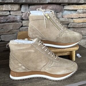 Lascana Ankle Boots Women's 41 / US 9.5 Light Tan Suede Pull On /Zip Casual Flat